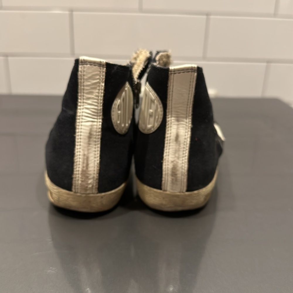 GOLDEN GOOSE Navy blue Francy sneaker 39 skateboard high top zip 9 - Picture 6 of 9